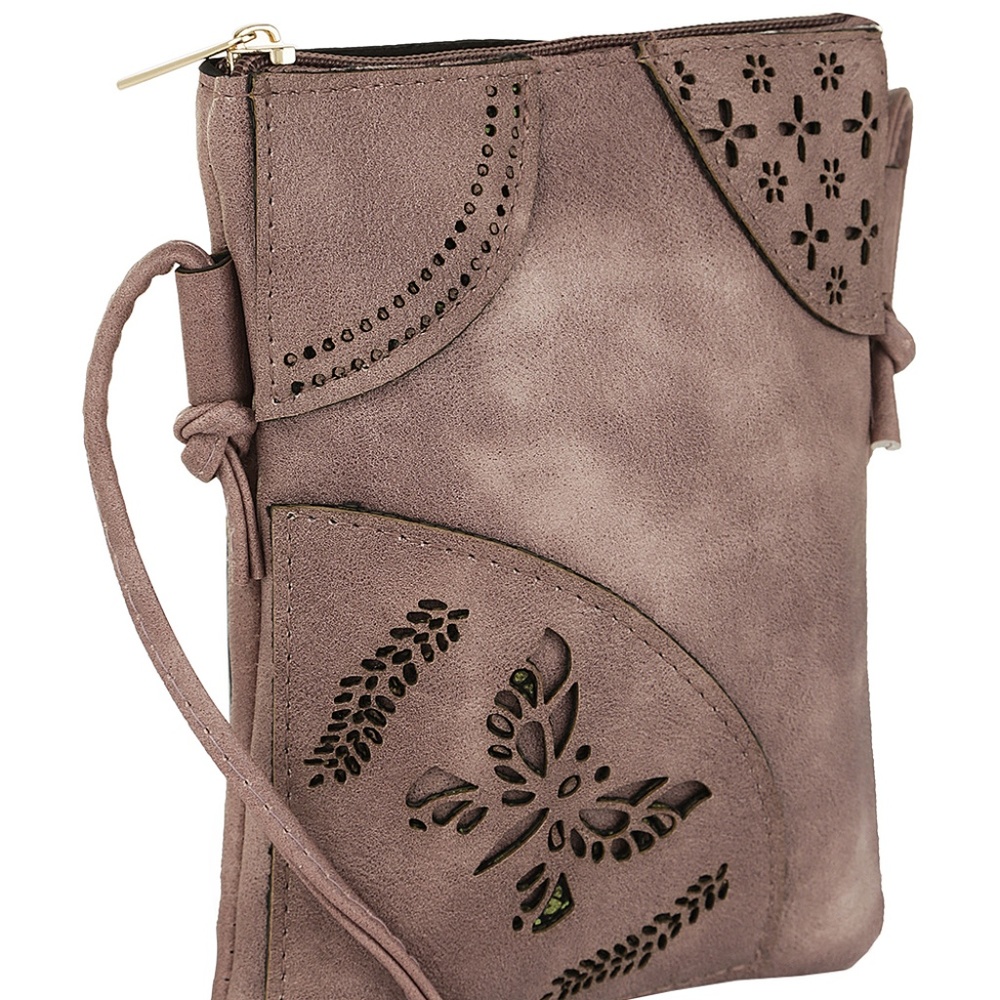 Tan Butterfly Willow Crossbody Bag